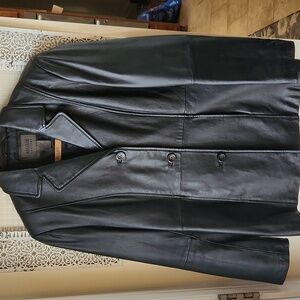 John Paul Richard Black Button Up Leather Jacket sz 8